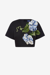 Indie Sleeve Top - Vine Print in Ebony