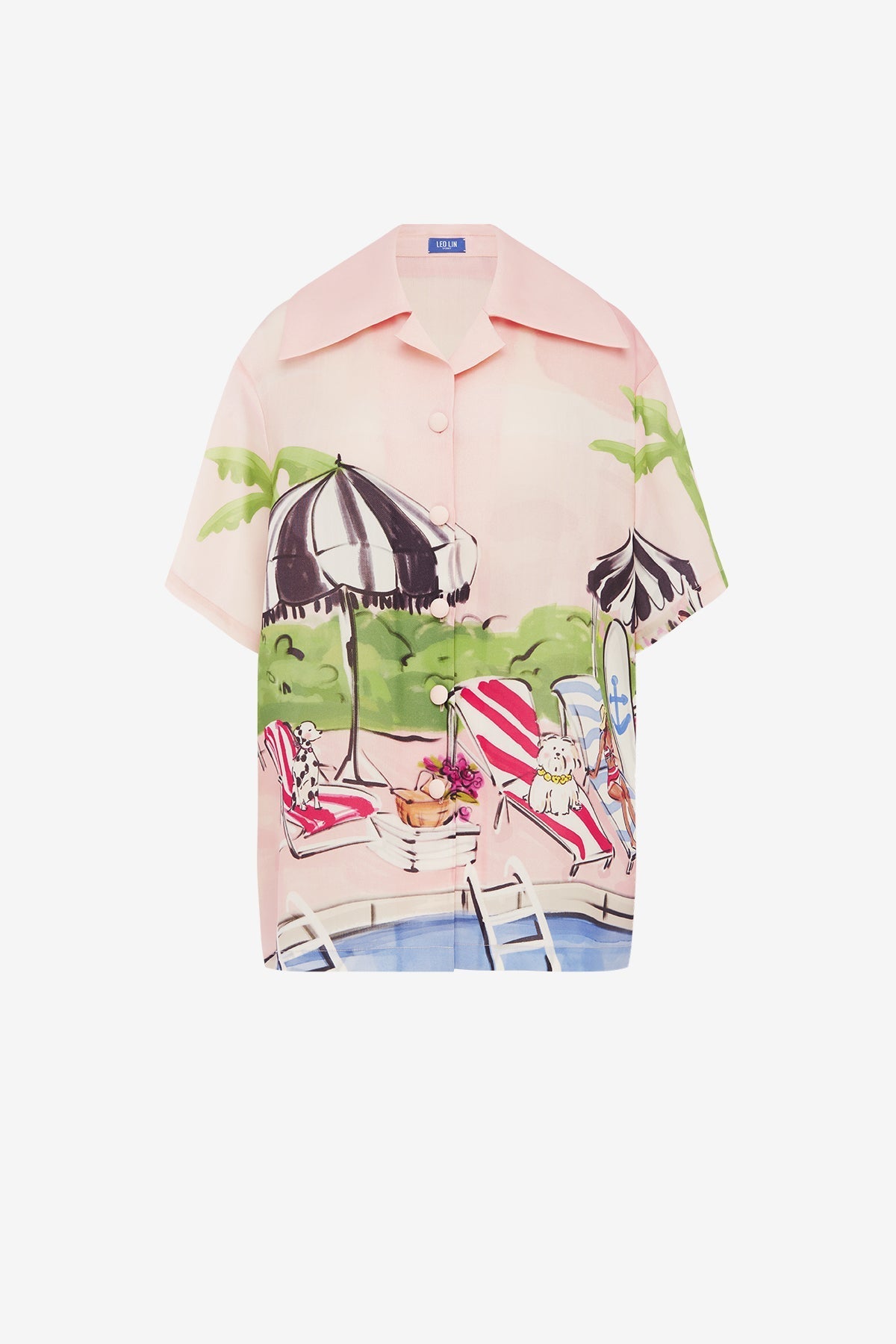 Casey Silk Button Shirt - Riviera Print
