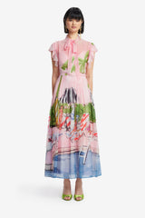 Grace Flutter Sleeve Midi Dress - Riviera Print