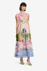 Grace Flutter Sleeve Midi Dress - Riviera Print