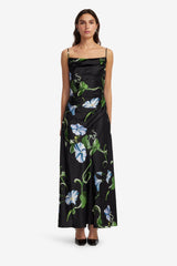 Valentina Maxi Dress - Vine Print in Ebony