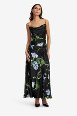 Valentina Maxi Dress - Vine Print in Ebony
