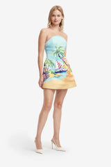 Zaria Bustier Mini Dress - Voyage Print