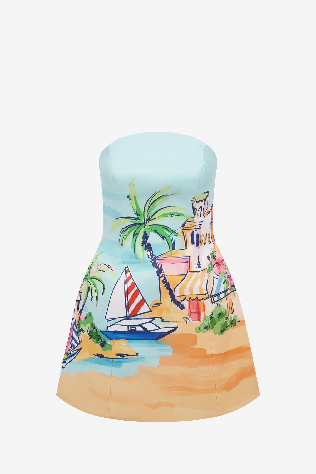 Zaria Bustier Mini Dress - Voyage Print