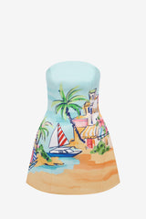 Zaria Bustier Mini Dress - Voyage Print