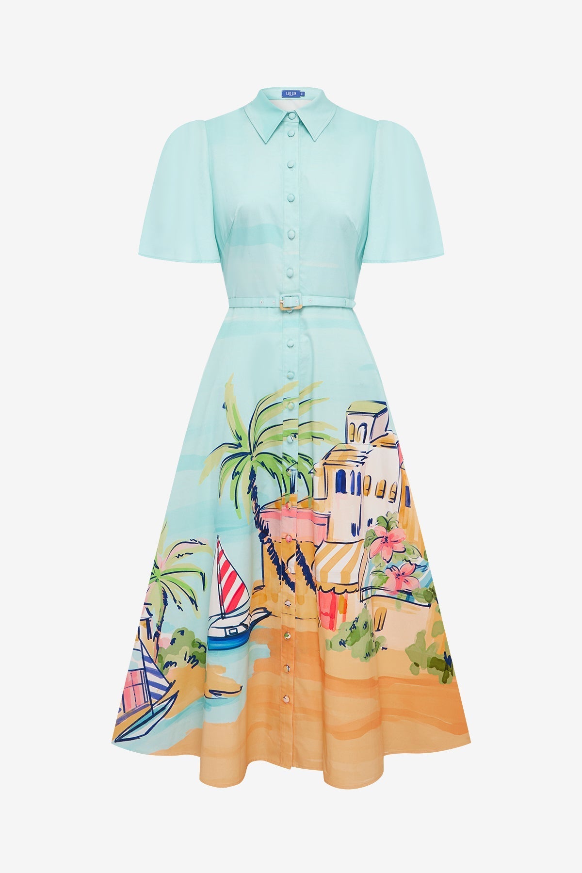 Bianca Short Sleeve Midi Dress - Voyage Print