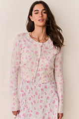 Adeanne Heirloom Print Cotton Cardigan - STERLING DUSK