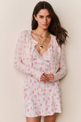 Adeanne Heirloom Print Cotton Cardigan - STERLING DUSK