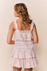 Blooming Floral Ruffle Mini Skirt - RUSTIC ORCHID