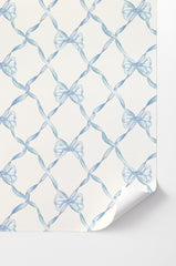 Baby Bow Blue Peel and Stick Wallpaper