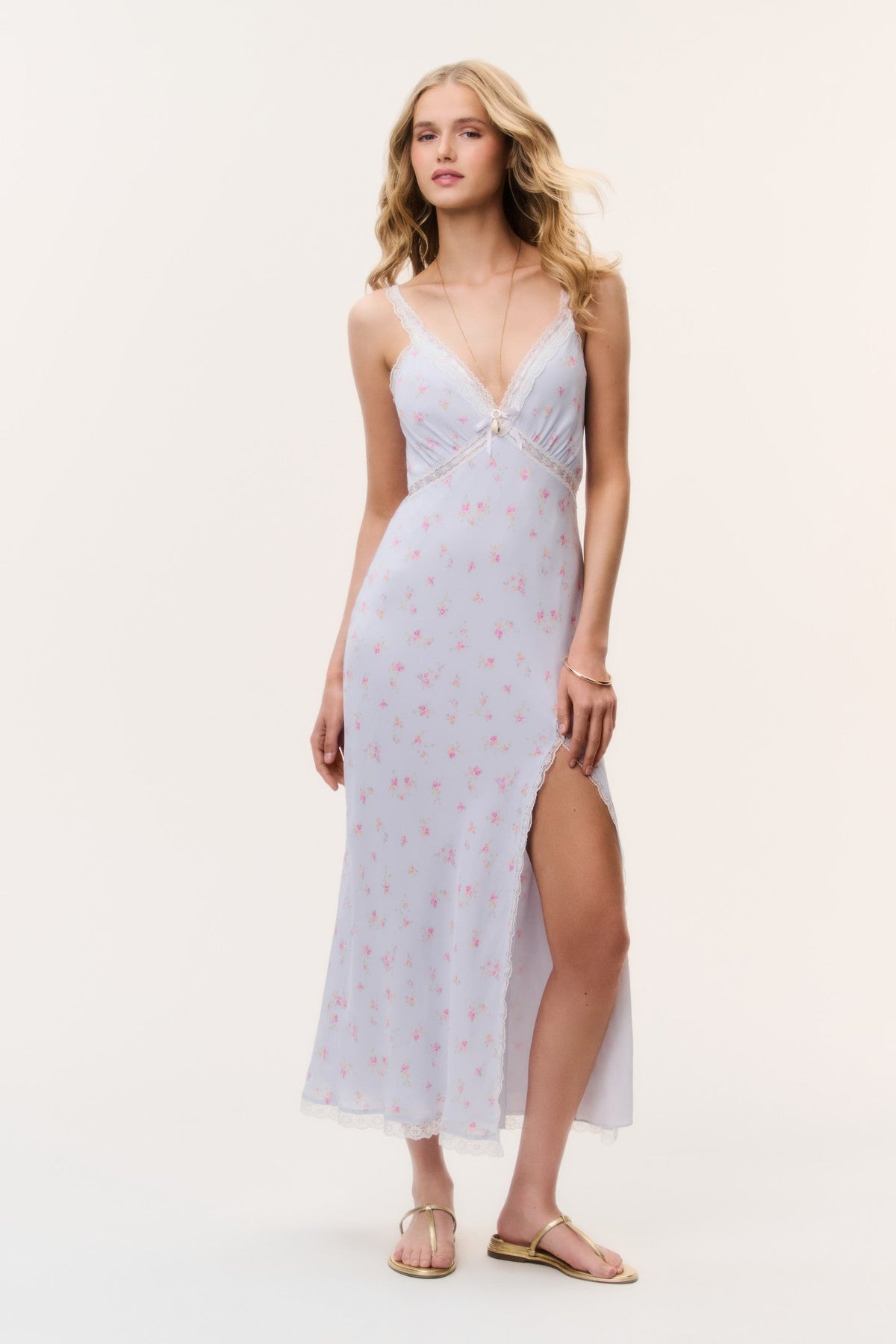 Beverly Floral Midi Dress - PERIWINKLE MOON