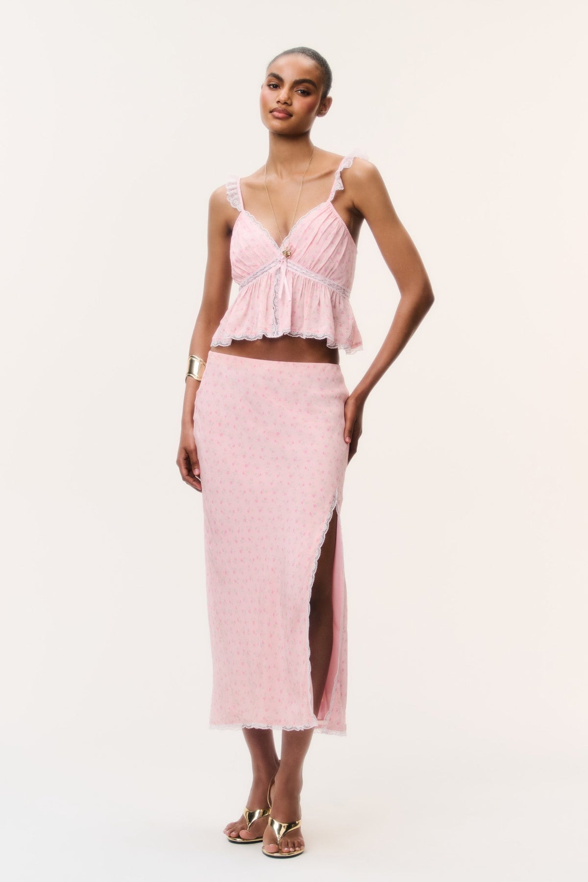 Silvia Floral Crepe Midi Skirt