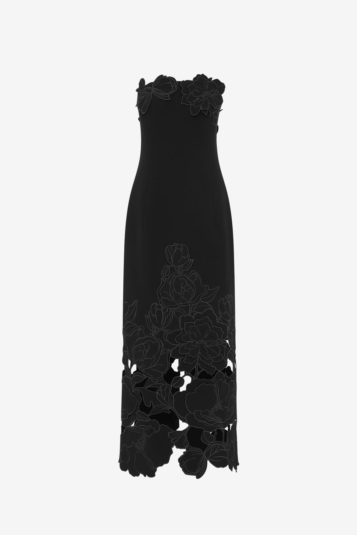 Rayna Appliqué Bustier Maxi Dress - Ebony