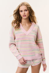 Marlieanna Striped Crochet Pullover