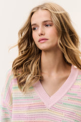 Marlieanna Striped Crochet Pullover