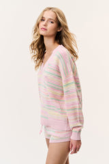 Marlieanna Striped Crochet Pullover