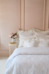 Embroidered Bow Duvet Cover + Sham Set - MORNING MIST