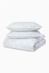 Embroidered Bow Duvet Cover + Sham Set - MORNING MIST