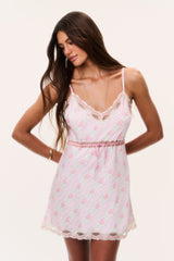 Nicoli Floral Satin Mini Slip Dress