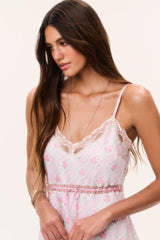 Nicoli Floral Satin Mini Slip Dress