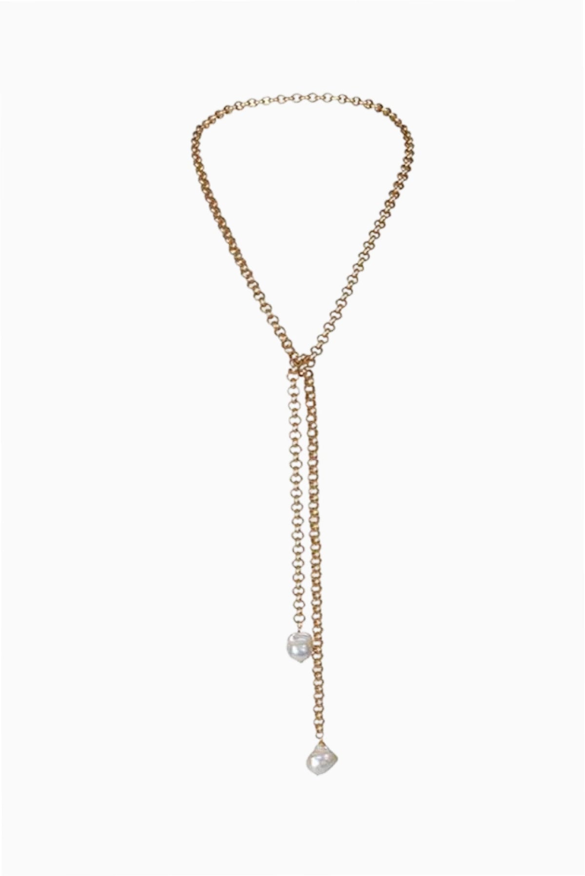 Girl With A Pearl Turkish Gold Lariat With 2 Wild Pearls