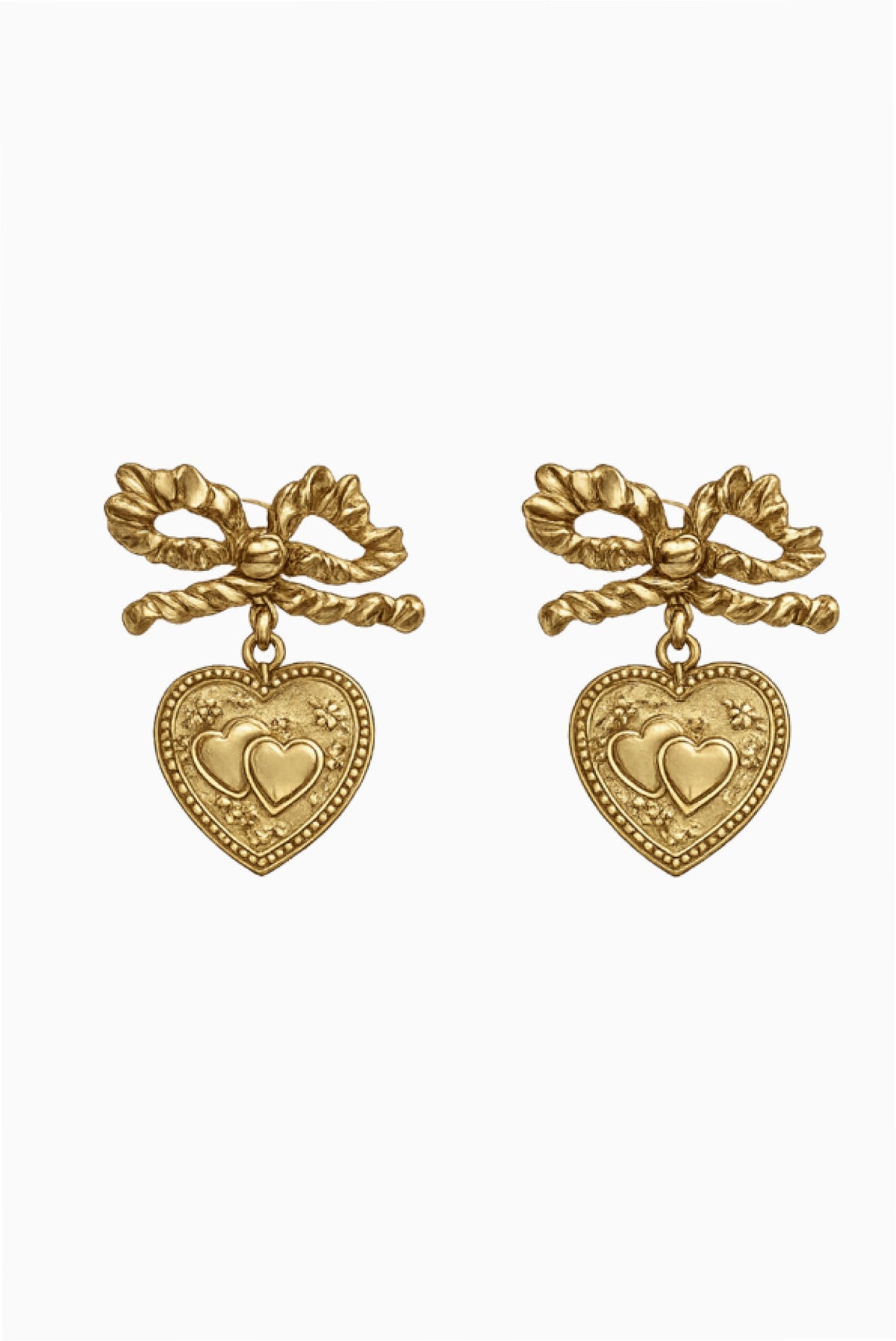 Miss Ellie Gross Grain Bow & Heart Earrings
