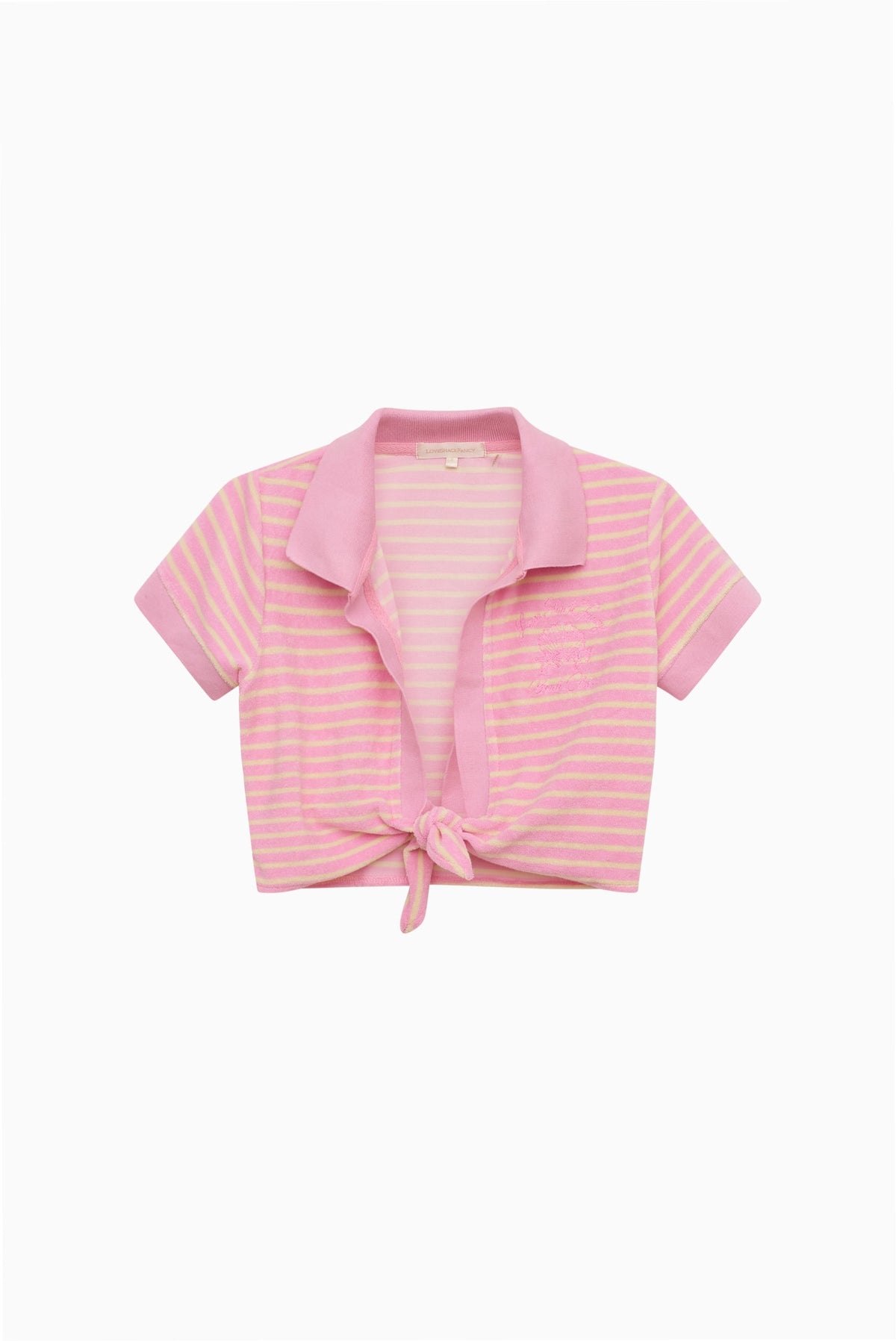 Waverlynn Cropped Terry Stripe Polo