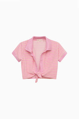 Waverlynn Cropped Terry Stripe Polo