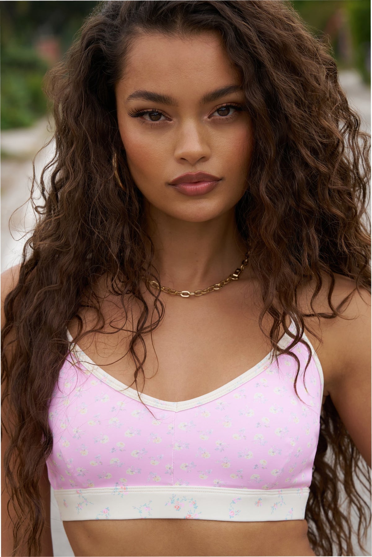 Jolanda Ditsy Floral Sports Bra - POLAROID ROSE
