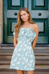 Lisette Ruffle Mini Dress in Sea Green
