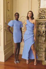 Floriana Puff Sleeve Mini Dress in Cornflower