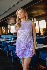 Cerise Embellished Mini Dress in Purple