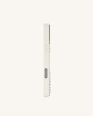 Pearl Heart Artificial Crystal Phone Case – White