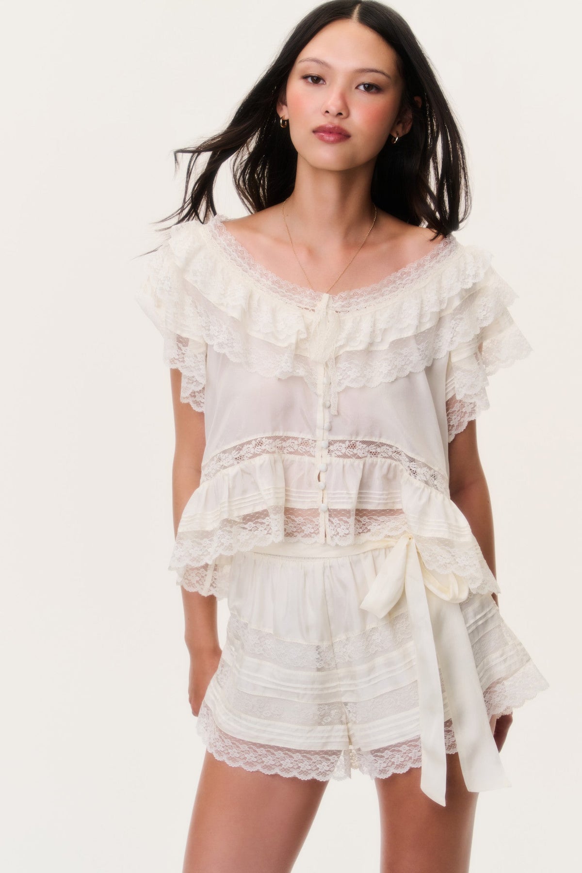Emanuela Silk Lace Shorts