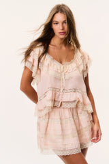Klara Silk Lace-Trimmed Mini Skirt