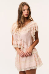Persine Silk Ruffle Top - PETAL PEACH