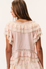 Persine Silk Ruffle Top - PETAL PEACH