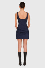 Annabella Dress  in Manchester Pinstripe