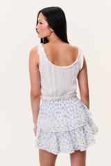 Indigo Cloud Ruffle Mini Skirt