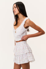 Cherry Stripe Ruffle Mini Skirt