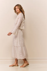 Mallow Cotton Bandana Eyelet Midi Skirt