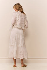 Mallow Cotton Bandana Eyelet Midi Skirt