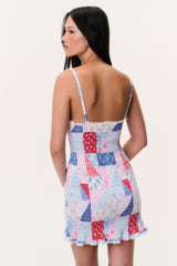 Solier Patchwork Print Mini Dress