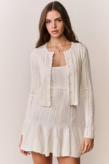 Peridot Stretch Pointelle Cardigan
