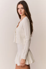 Peridot Stretch Pointelle Cardigan