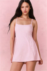 Vivianna Gingham Print Active Dress