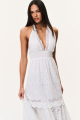 Trix Eyelet Halter Maxi Dress