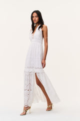 Trix Eyelet Halter Maxi Dress