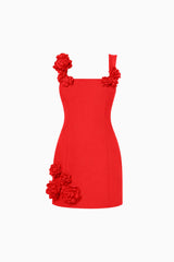 Trompe 3D Floral Mini Dress Red