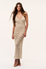 Vreya Metallic Crochet Maxi Dress